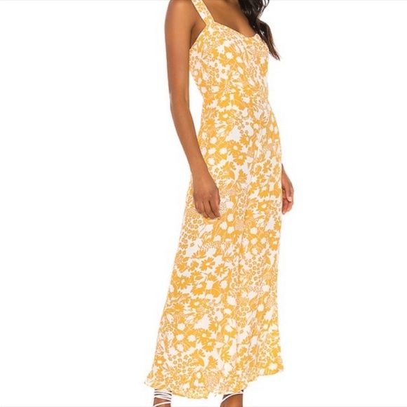 Faithfull The Brand KASBAH FLORAL-PRINT CREPE JUMPSUIT IN YELLOW Size S - Picture 5 of 12